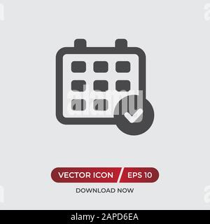 Calendar and checked vector icon in modern design style for web site and mobile app Stock Vector