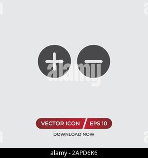 Plus and minus vector icon in modern design style for web site and mobile app Stock Vector