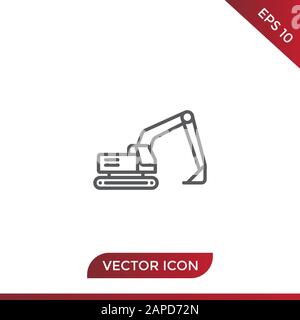 Excavator vector icon Stock Vector