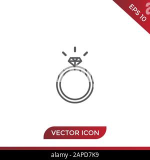 Wedding ring with diamond icon Stock Vector