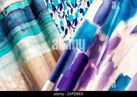 Colourful blue and purple fabric Stock Photo