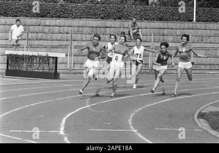 Athletics Netherlands, Romania, France ladies in Uden Date: 11 July 1971 Location: France, Netherlands, Romania, Uden Keywords: ALETICS Stock Photo