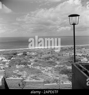 Israel 1948-1949: Haifa Description: Barracks and a tent camp seen from the Carmel Mountains Date: 1948 Location: Haifa, Israel, Carmel Keywords: barracks, camps, panoramas, lighting, seas Stock Photo