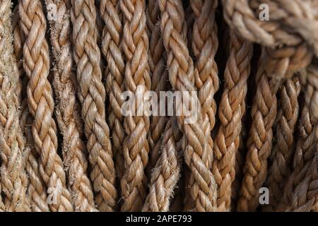Closeup of red ropes under sunlight - a nice picture for backgrounds and wallpapers Stock Photo