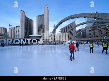 Skating rink in front of Toronto City Hall Stock Photo