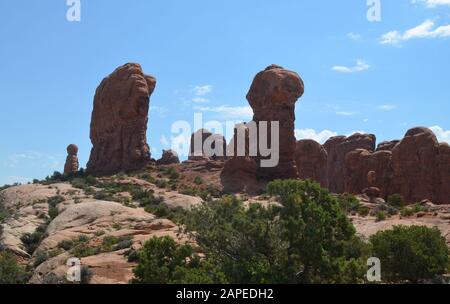 Early Summer in Utah: Garden of Eden in Arches National Park Stock Photo