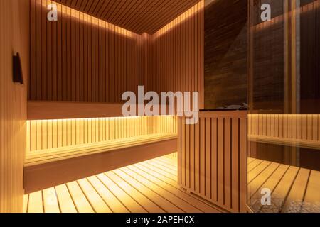Interior of home small sauna Stock Photo