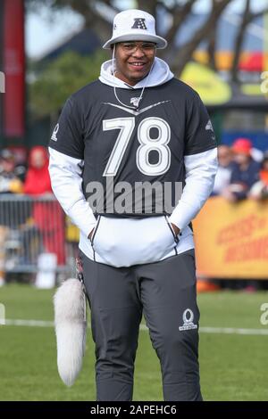 Kississimee, Florida, USA. 22nd Jan, 2020. Baltimore Ravens tackle Orlando Brow (78) during AFC practice, Wednesday, Jan 22, 2020, in Kissimmee, Fla. (Photo by IOS/ESPA-Images) Credit: European Sports Photographic Agency/Alamy Live News Stock Photo