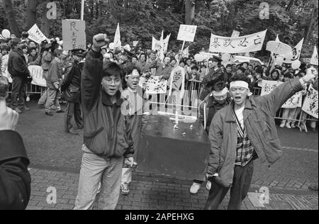 Demonstration and commemoration in The Hague for victims of the student uprising in China Description: Demonstrators with banners Date: June 7, 1989 Location: The Hague, Zuid-Holland Keywords: demonstrations, commemorations, slogans, victims, banners, students Stock Photo