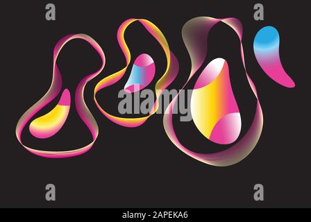 Unusual abstract shapes from different waves and shapes. Design of a web page or poster. Stock Vector