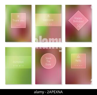 Set of vector card templates or brochures with blurred background Stock Vector
