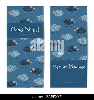 Vector vertical banners with cute sheep Stock Vector