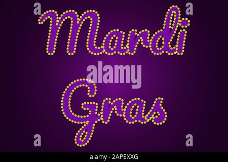 Mardy gras inscription in traditional colors.  Stock Vector