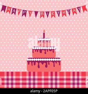 Birthday card with cake Stock Vector