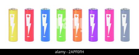 Batteries of the type AA isolated on white Stock Photo