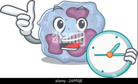 cartoon character style leukocyte cell having clock Stock Vector