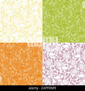 Seamless patterns with Easter eggs, bunnies Stock Vector