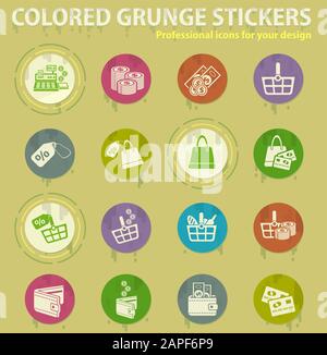 e-commerce colored grunge icons Stock Vector