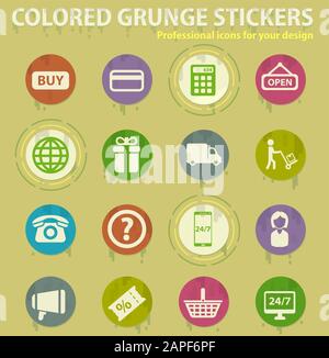 e-commerce colored grunge icons Stock Vector