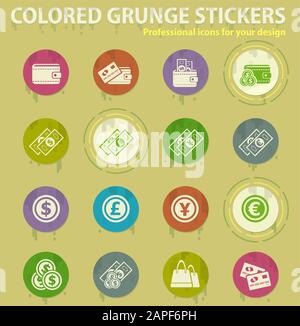 e-commerce colored grunge icons Stock Vector
