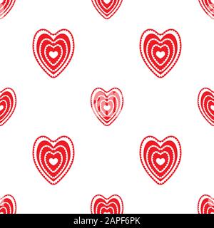 seamless pattern of red hearts on a white background. Valentine s day. Vector image Stock Vector