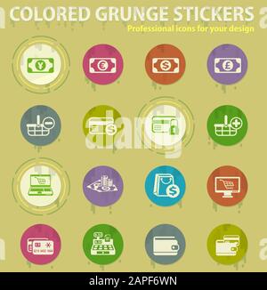 e-commerce colored grunge icons Stock Vector