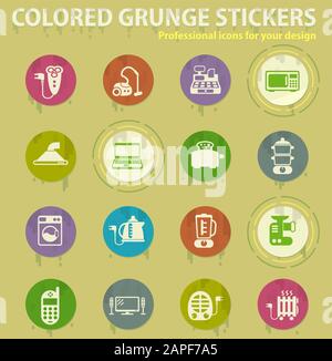 Electronics supermarket colored grunge icons Stock Vector