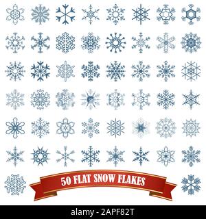 collection of different abstract snow flakes for christmas and winter time Stock Vector