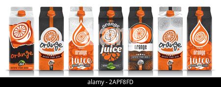 Ready design vector orange juice, fruit package set Stock Vector