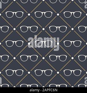 Glasses seamless pattern. Retro style. Flat hipster style. Can be used for wallpaper, pattern fills, web page backgrounds. Vector color illustration. Stock Vector