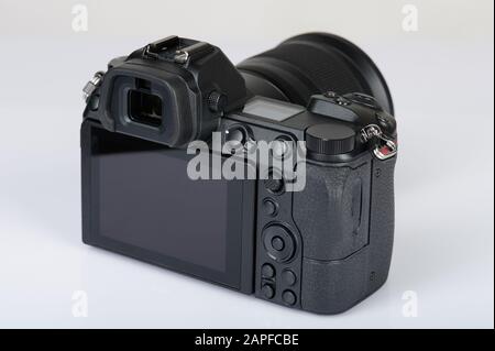Generic digital camera with big touch screen close up view Stock Photo
