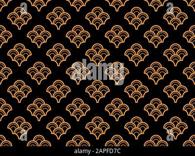 Art deco seamless pattern. Linear geometric art of the 20s in retro style. Gold and black color. Vector illustration Stock Vector