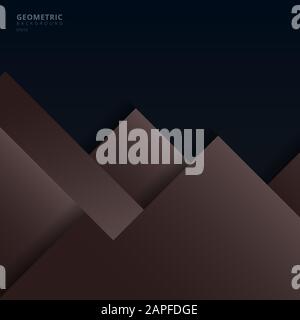 Abstract background brown and dark blue geometric square overlapping with shadow paper style. Vector illustration Stock Vector