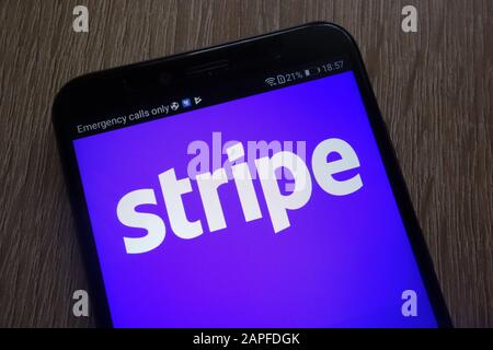 Stripe fintech company website displayed on a modern smartphone Stock Photo