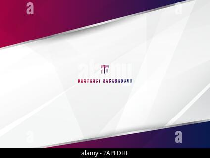 Abstract template blue and pink diagonal overlapping layers background with with silver line decoration on white background. technology futuristic con Stock Vector