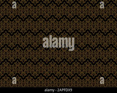 Art deco seamless pattern. Linear geometric art of the 20s in retro style. Gold and black color. Vector illustration Stock Vector