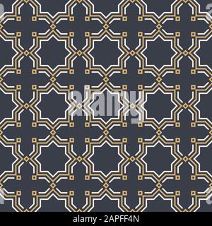 Oriental seamless pattern. Linear style. Islamic style. Geometric lattice pattern. Stylish texture. Repeating ornament. Vector color background. Stock Vector