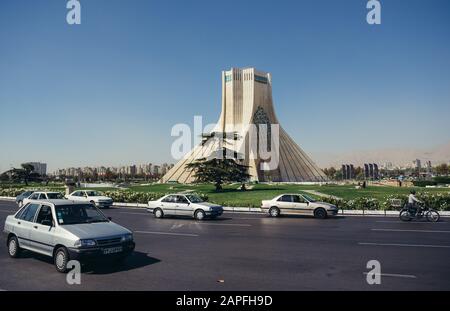 Azadi Tower, formerly known as the Shahyad Tower, located at Azadi Square in Tehran city, capital of Iran and Tehran Province Stock Photo