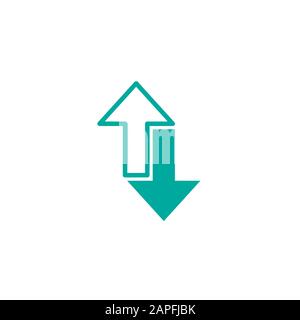 Flip Vertical vector icon. Two blue opposite sharp arrows isolated on white. Flat icon. Exchange icon. Good for web and software interfaces. Flip flop Stock Vector