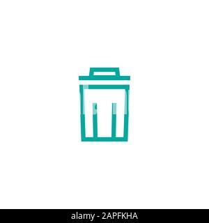 Garbage bin, trash can, wastebasket line icon. Clean, delete button. waste and recycle. paper basket. Vector flat illustration isolated on white. Stock Vector