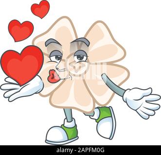 Funny face chinese white flower cartoon character style with Wink eye ...