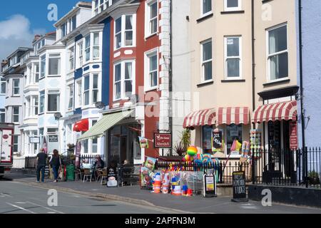 Waterfront houses and shops, Aberdovey, Aberdyfi, Wales Stock Photo