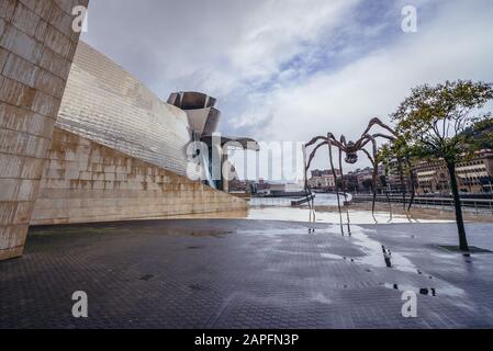 Maman sculpture created by Louise Bourgeois next to Guggenheim Museum in Bilbao, the largest city in Basque Country, Spain Stock Photo