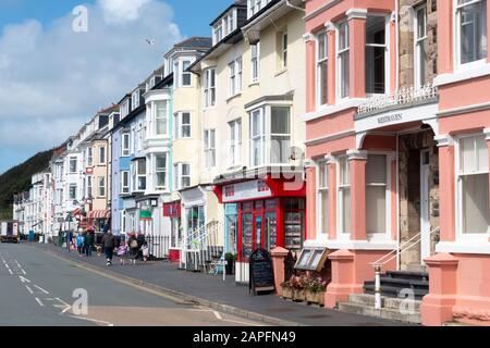 Waterfront houses and shops, Aberdovey, Aberdyfi, Wales Stock Photo