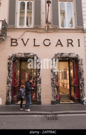 Bulgari store in via Condotti in Rome Italy in winter Stock Photo
