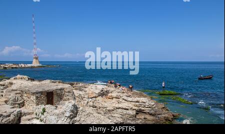 Beirut, Lebanon - one of the most famous spot of Beirut, the Corniche is a lovely place for a stroll or jogging. Here in particular the AUB beach Stock Photo