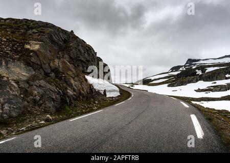 Famous Aurlandsvegen (Bjorgavegen) mountain road in Aurland, Norway in summer time. Stock Photo
