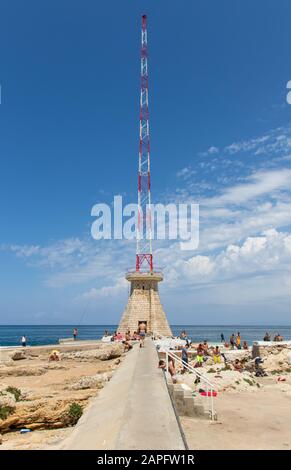 Beirut, Lebanon - one of the most famous spot of Beirut, the Corniche is a lovely place for a stroll or jogging. Here in particular the AUB beach Stock Photo