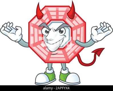 Devil chinese square feng sui Cartoon character design Stock Vector