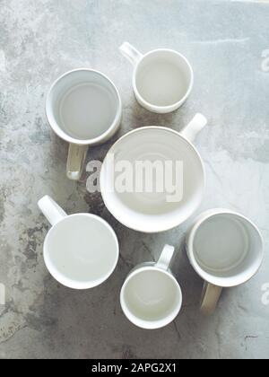Variety of empty mugs Stock Photo